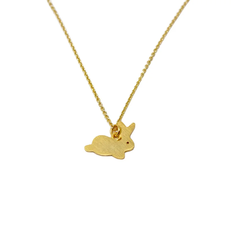 unique necklaces for women-Handmade 20kt Gold Plated Bunny Necklace