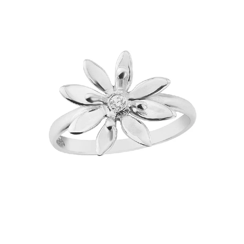 gold diamond rings for women-Sterling Silver Flower Ring