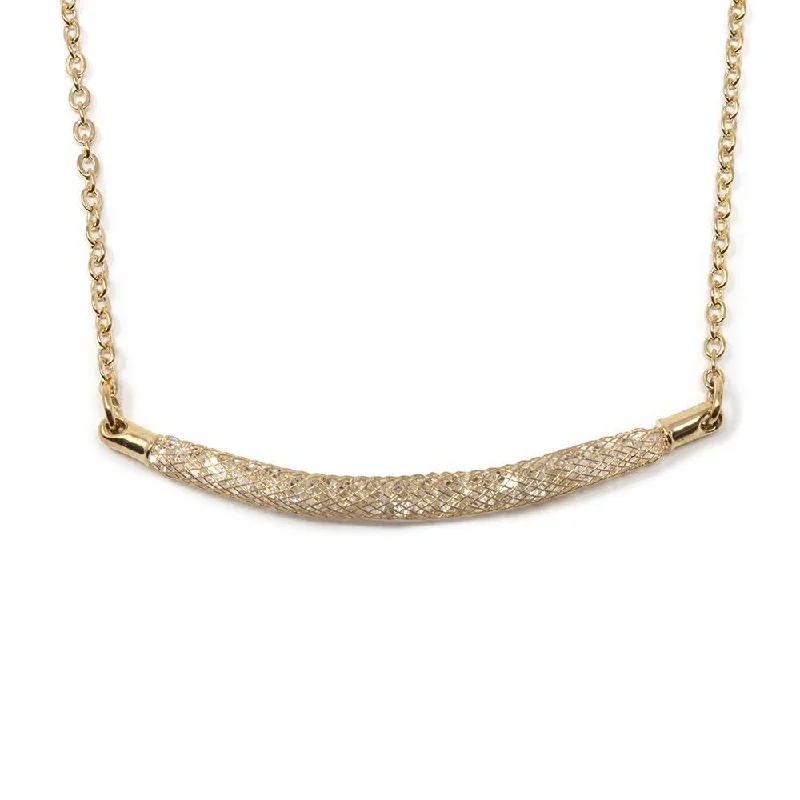 stylish chain necklaces for women-Necklace Crystals Mesh Station Gold Tone