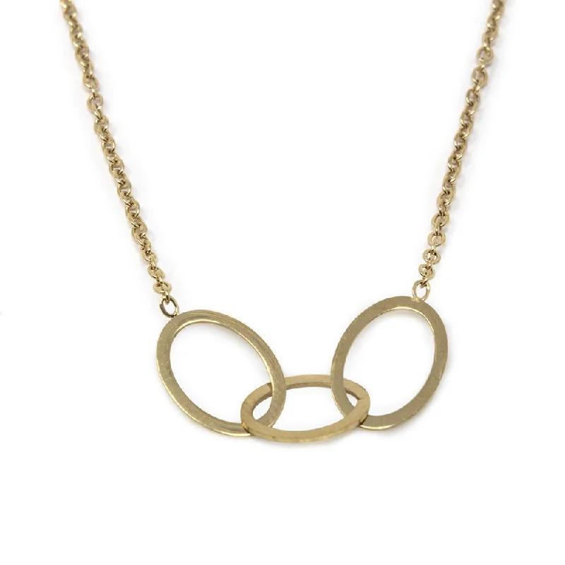 beautiful necklaces for women-Stainless Steel Necklace Three Cross Over Ovals Gold Plated