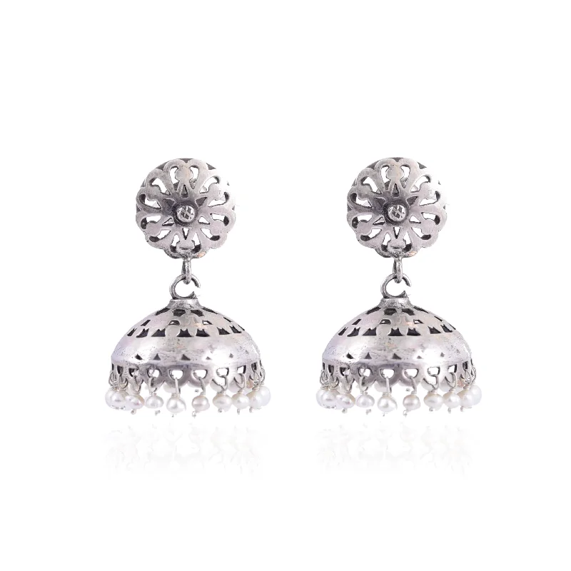 cute earrings for women-Silver Mountain 925 Sterling Jhumki Earrings