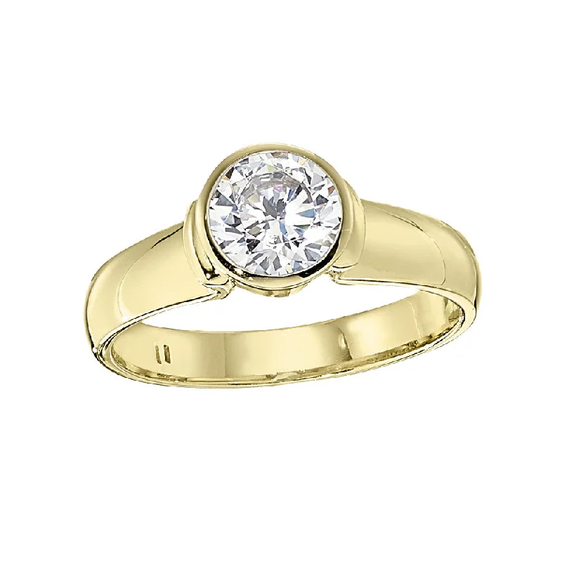 gold diamond engagement rings for women-Modern Solitaire Engagement Rings with Bezel Setting