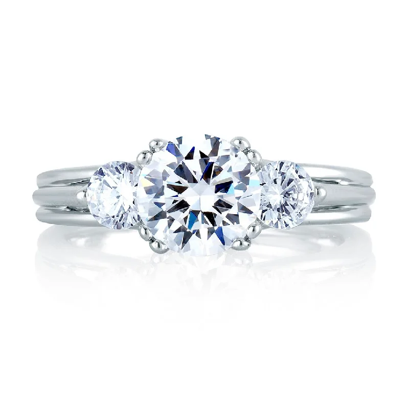 oval engagement rings for women-A.Jaffe Engagement Rings Three Stone Signature Trellis Engagement Ring MES225/160