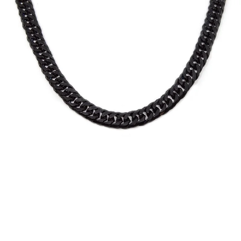 unique pendant necklaces for women-Stainless Steel Curb Chain Necklace Black