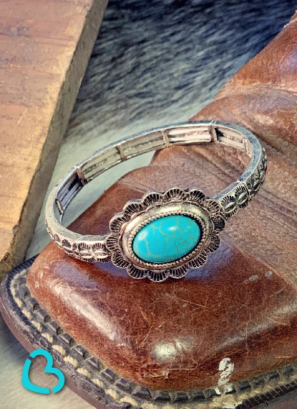 luxury leather bracelets for women-The Wilder Turquoise Stretch Bracelet