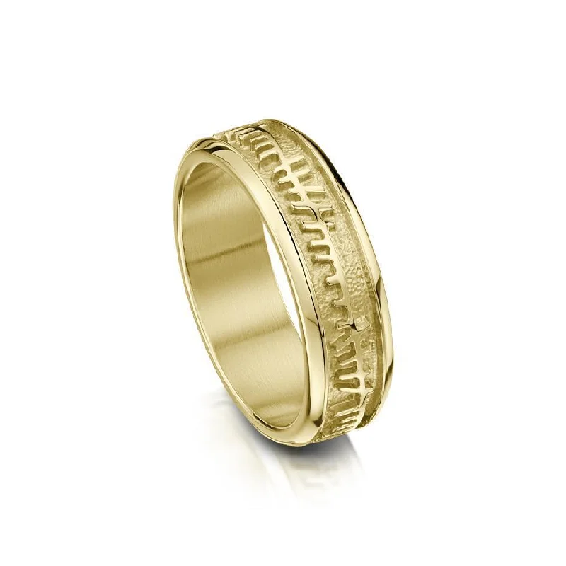 glamorous rings for women-Ladies Ogham Ring - Gold, Platinum or Palladium - R100 - Sizes J-Q