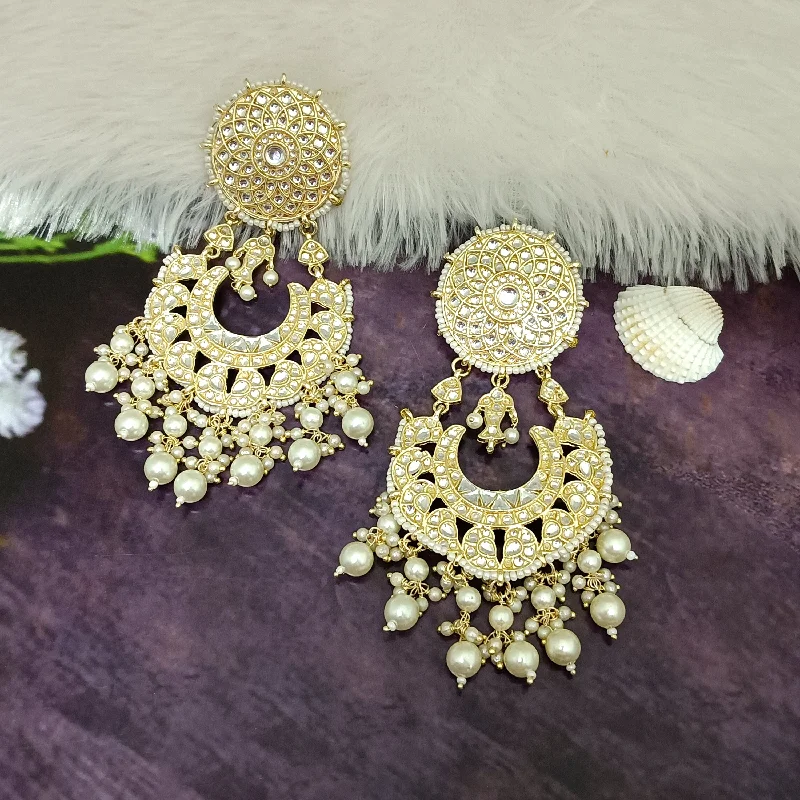 modern stud earrings for women-Bhavi Jewels Gold Plated Kundan Dangler Earrings