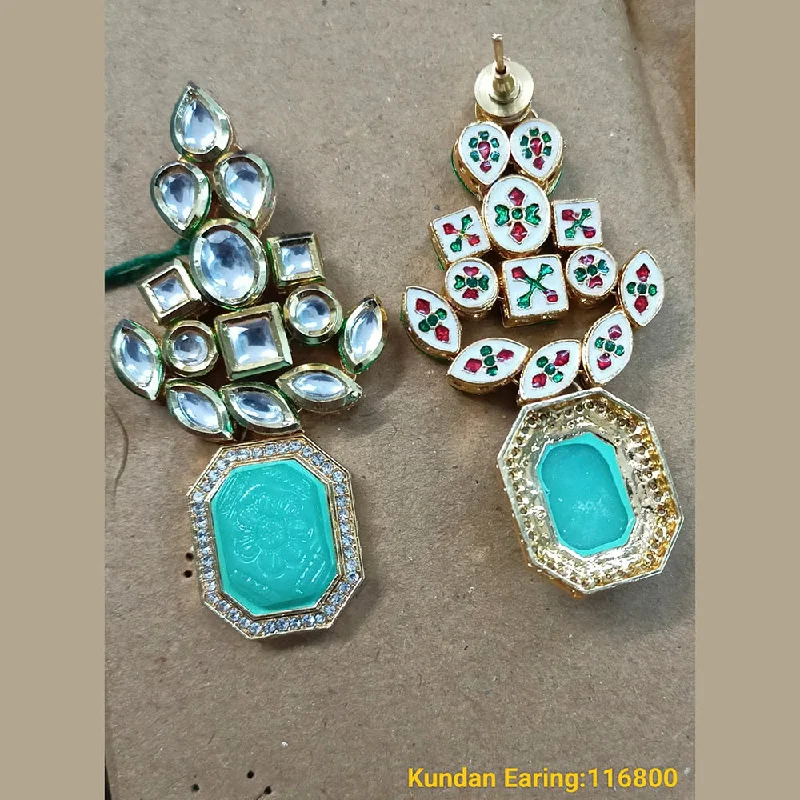 high-end earrings for women-Padmawati Bangles Gold Plated Kundan Stone Dangler Earrings