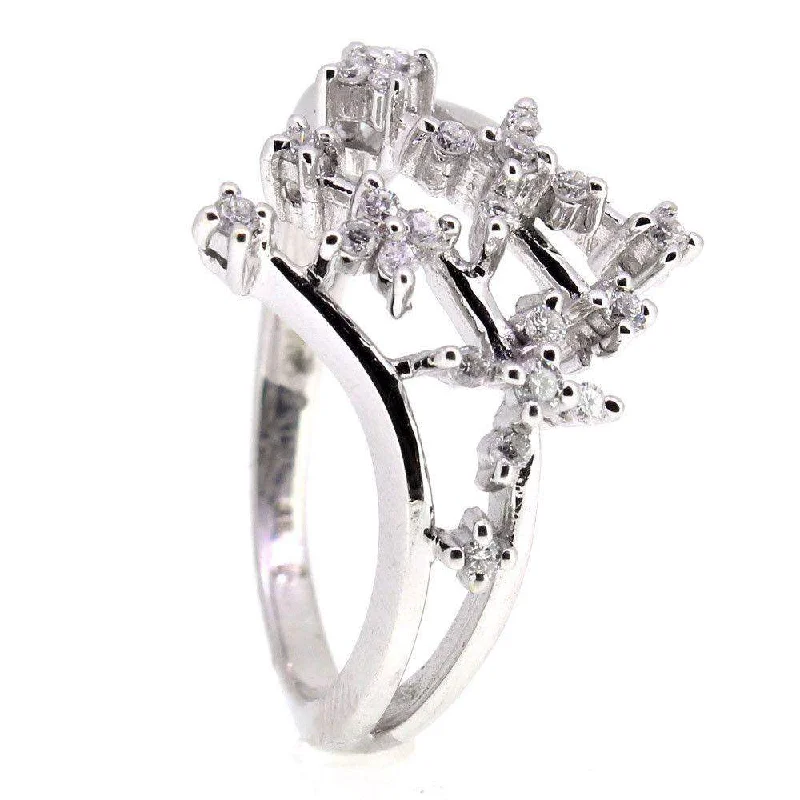 silver engagement rings for women-18 Carat White Gold And Diamond Ring -10389