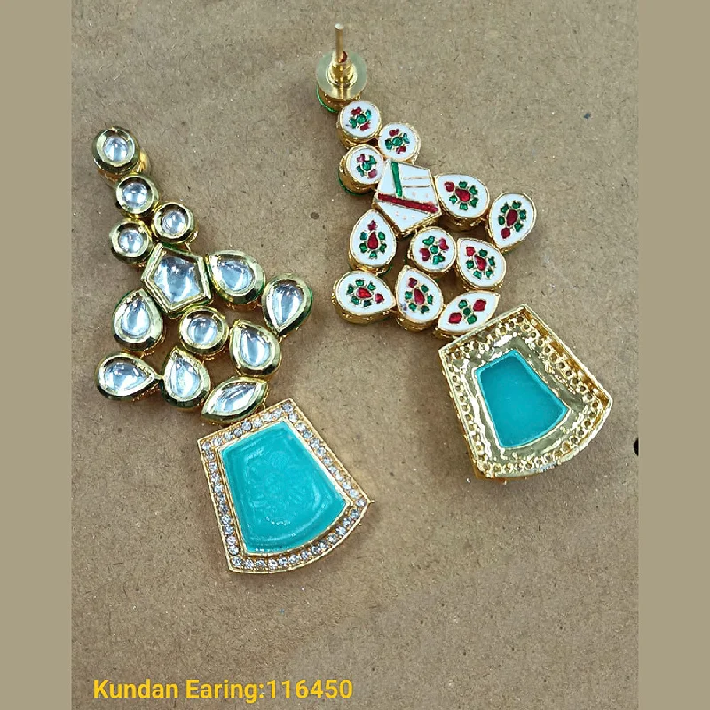 geometric drop earrings for women-Padmawati Bangles Gold Plated Kundan Stone Dangler Earrings