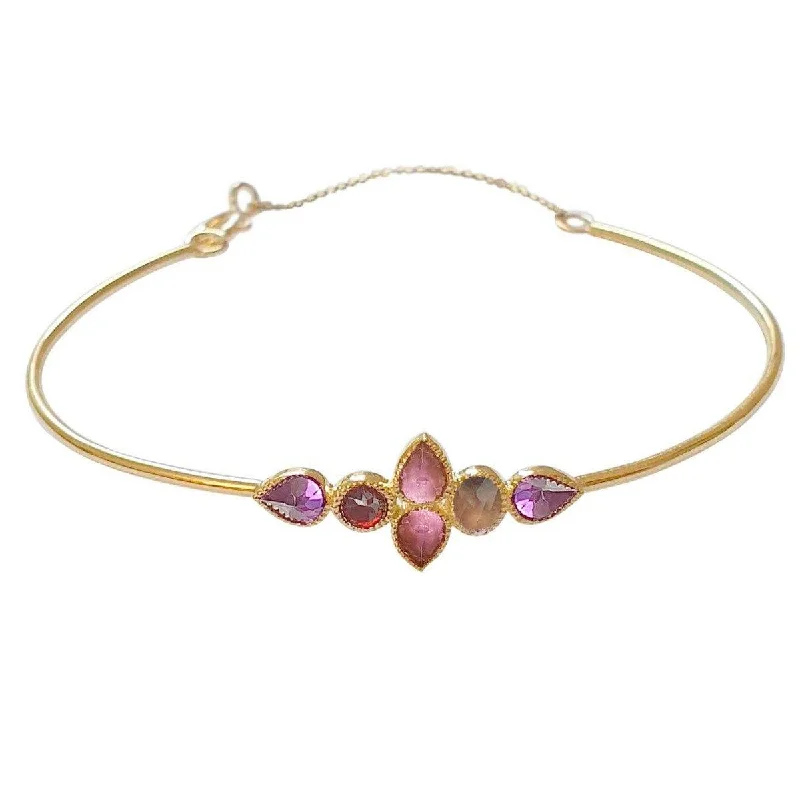 classic bangles for women-Color Nova Bangle Pink Garnet, Amethyst, Smoky Quartz - 18k Gold