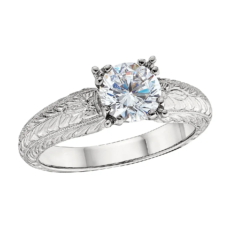 premium engagement rings for women-Vintage Style Hand Engraved Solitaire Engagement Rings