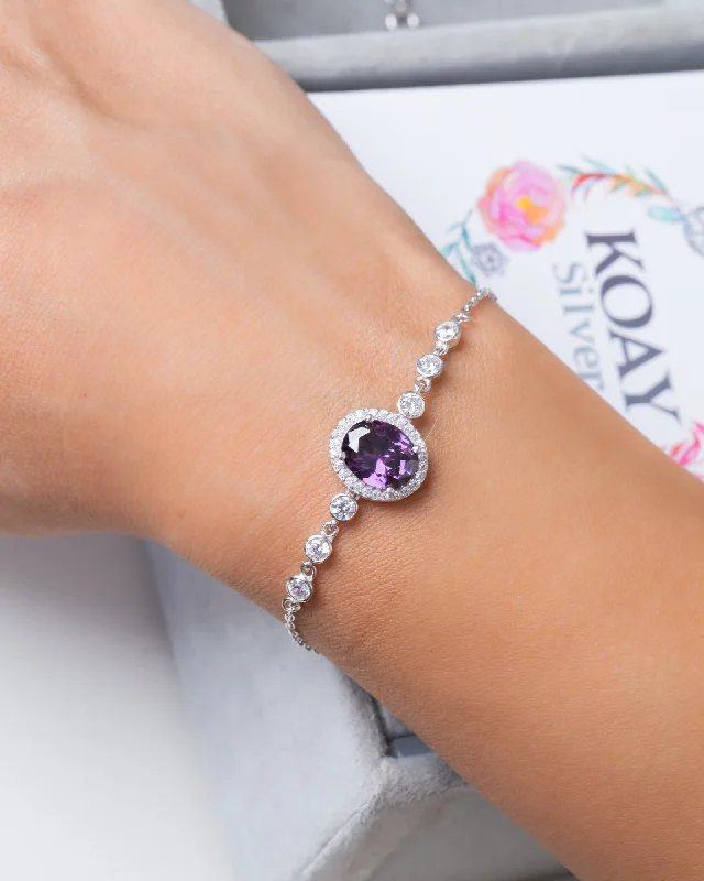 elegant bracelets for women-Zircon Bracelet (09-Purple)