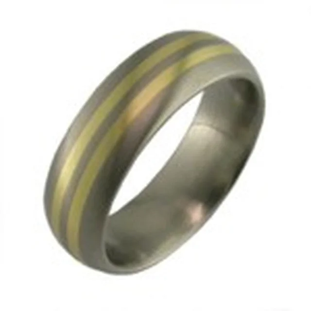 high-end rings for women-Titanium and Yellow Gold Ring - 2219-18KY