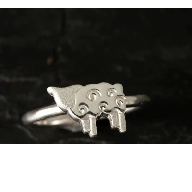 luxurious rings for brides-Silver Sheep Stacking Ring - Sheep Stacking Ring - Sheep Ring