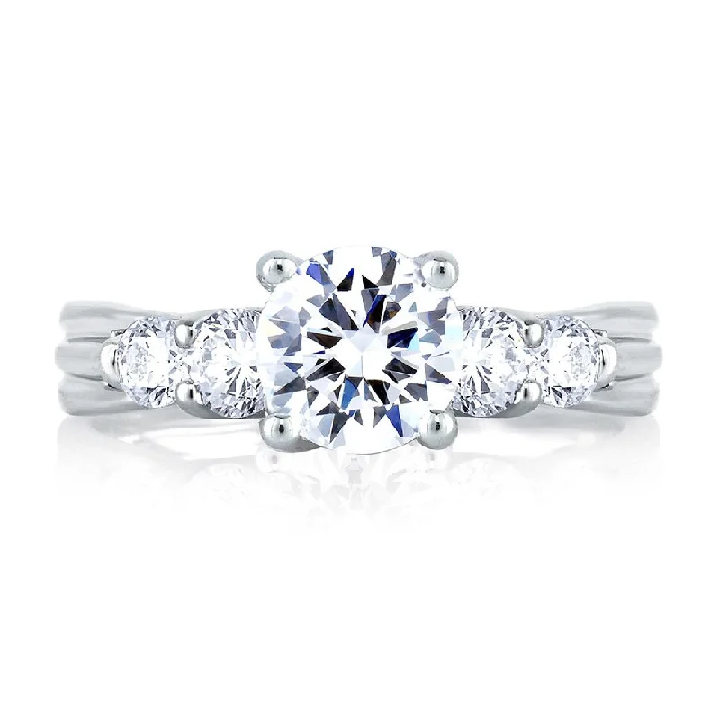 platinum engagement rings for women-A.Jaffe Engagement Rings Five Stone Trellis Set Engagement Ring MES030/160