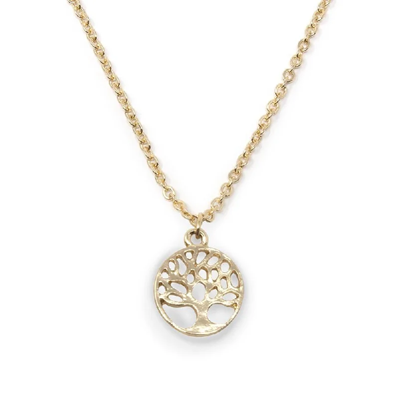 birthstone necklaces for women-18 Inch Tree of Life Pendant Necklace Gold Tone