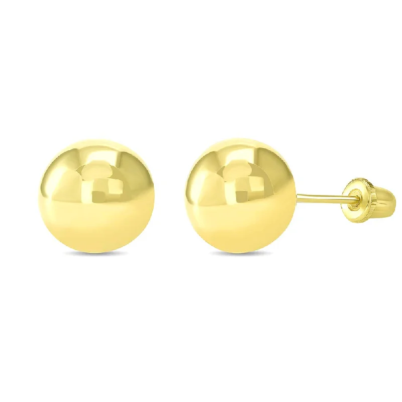 custom diamond earrings for women-14k Yellow Gold Round Ball Stud Earrings with Screw Back