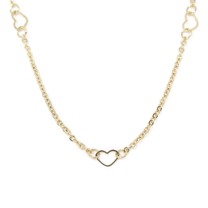 rose gold necklaces for women-Stainless Steel Necklace Heart Station Gold Plated