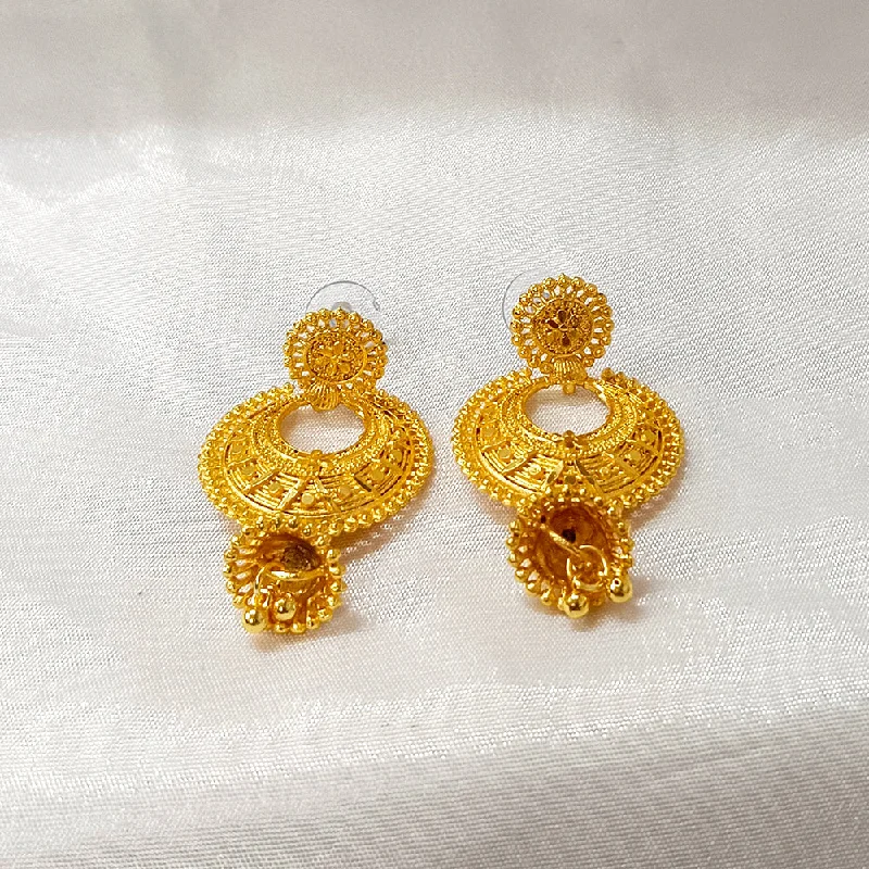 elegant gemstone earrings for women-Bhavi Jewels Gold Plated Jhumki Earrings