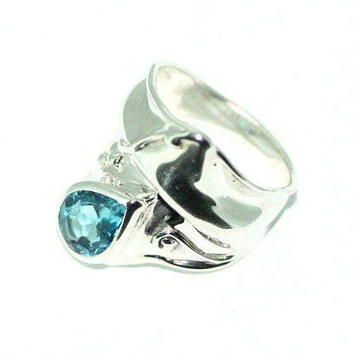 wedding sets for women-Sterling Silver And Topaz Ring-HD162